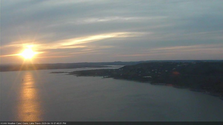 Lake Travis webcam, April 16, 2020 7:45 PM CT