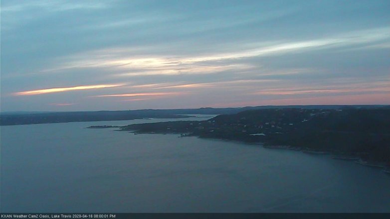 Lake Travis webcam, April 16, 2020 8:00 PM CT