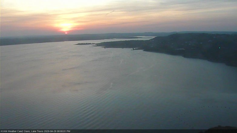 Lake Travis webcam, April 20, 2020 8:00 PM CT