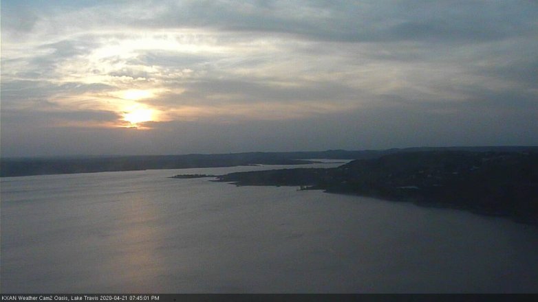 Lake Travis webcam, April 21, 2020 7:45 PM CT