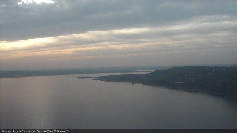 Lake Travis webcam, April 22, 2020 6:45 PM CT