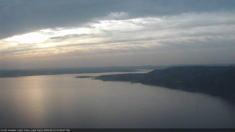 Lake Travis webcam, April 22, 2020 7:00 PM CT