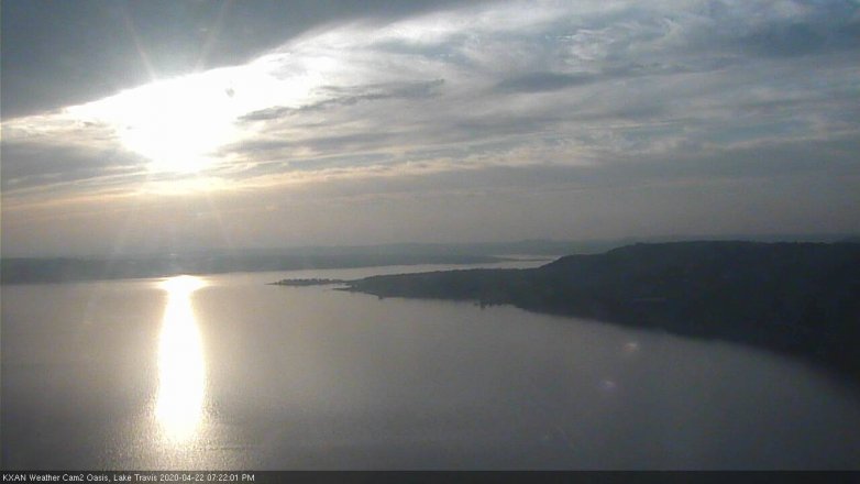 Lake Travis webcam, April 22, 2020 7:25 PM CT