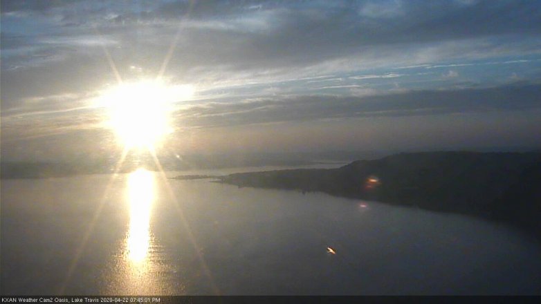 Lake Travis webcam, April 22, 2020 7:45 PM CT