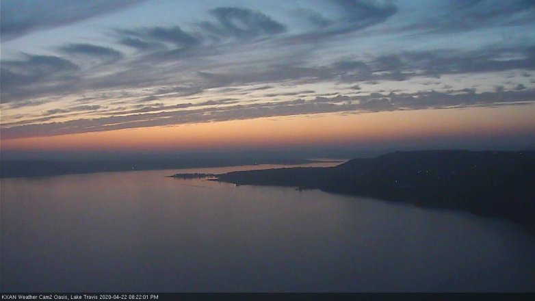 Lake Travis webcam, April 22, 2020 8:25 PM CT