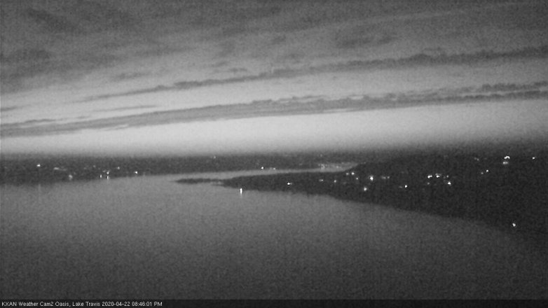 Lake Travis webcam, April 22, 2020 8:45 PM CT