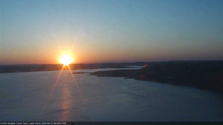 Lake Travis webcam, April 23, 2020 8:00 PM CT