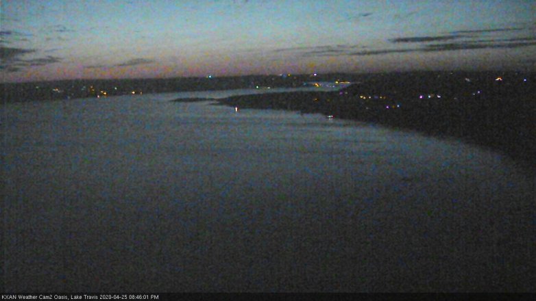Lake Travis webcam, April 25, 2020 8:45 PM CT