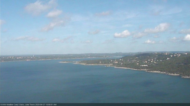 Lake Travis webcam, April 27, 2020 10:00 AM CT
