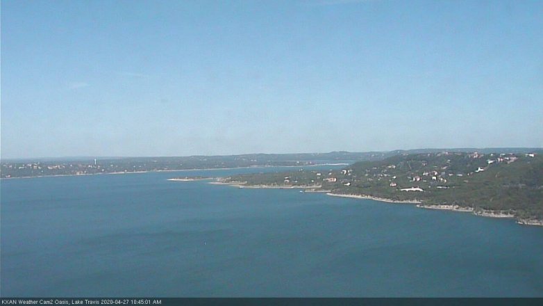 Lake Travis webcam, April 27, 2020 10:45 AM CT