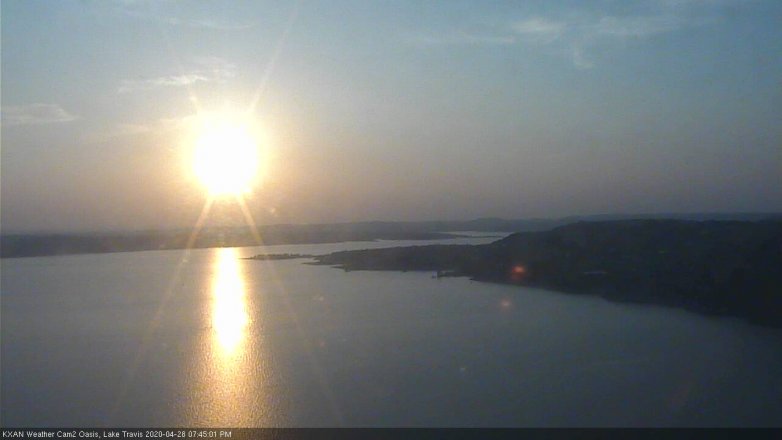 Lake Travis webcam, April 28, 2020 7:45 PM CT