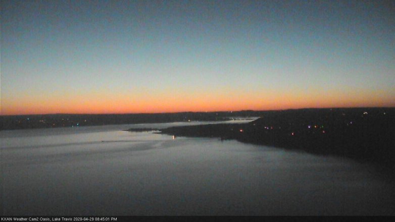 Lake Travis webcam, April 29, 2020 8:45 PM CT