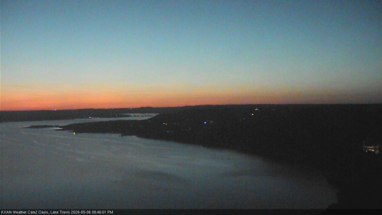 Lake Travis webcam, May 6, 2020 8:45 PM CT