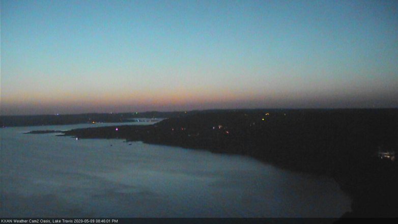 Lake Travis webcam, May 9, 2020 8:45 PM CT
