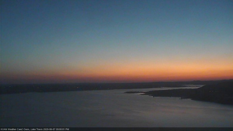 Lake Travis webcam, June 7, 2020 9:00 PM CT