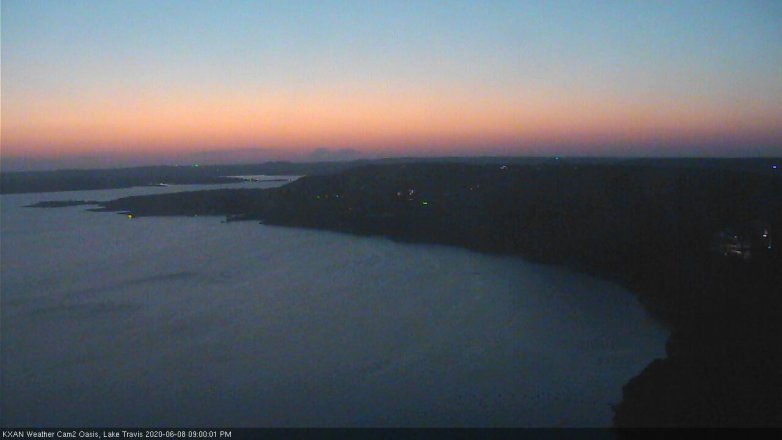 Lake Travis webcam, June 8, 2020 9:00 PM CT
