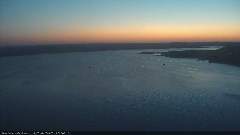 Lake Travis webcam, June 13, 2020 9:00 PM CT