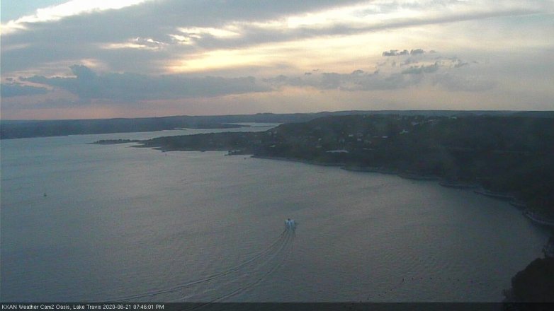 Lake Travis webcam, June 21, 2020 7:45 PM CT