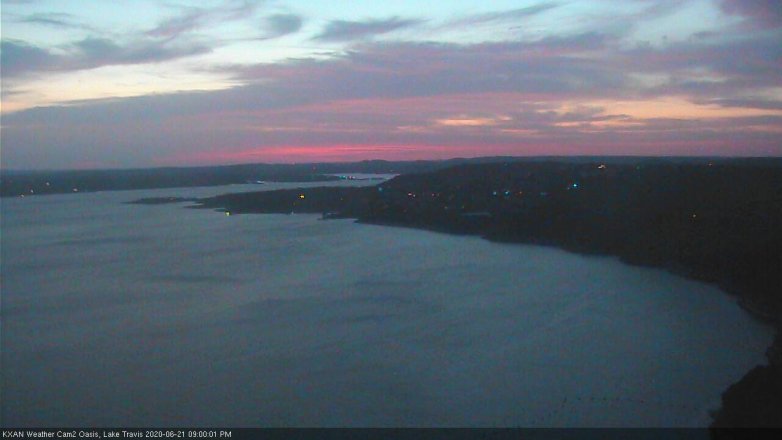 Lake Travis webcam, June 21, 2020 9:00 PM CT