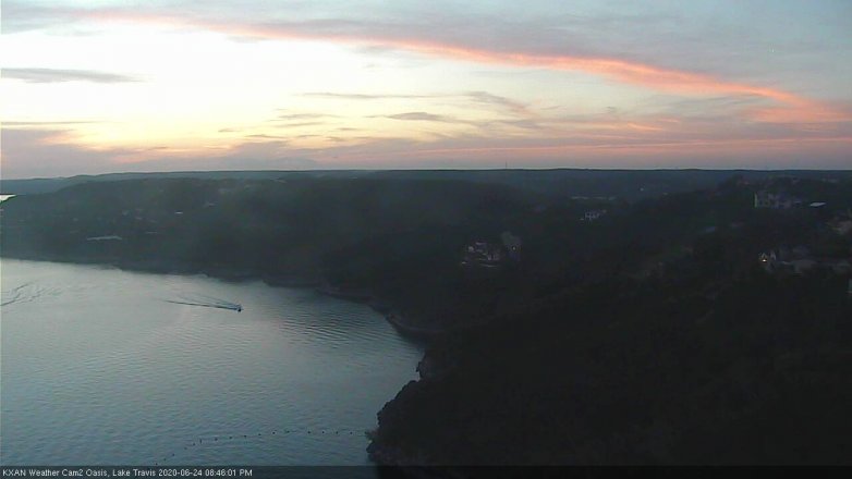 Lake Travis webcam, June 24, 2020 8:45 PM CT