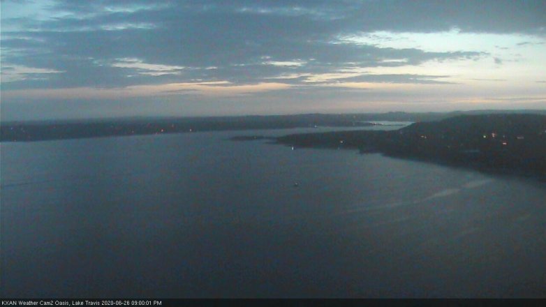 Lake Travis webcam, June 26, 2020 9:00 PM CT