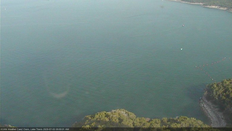 Lake Travis webcam, July 3, 2020 9:00 AM CT