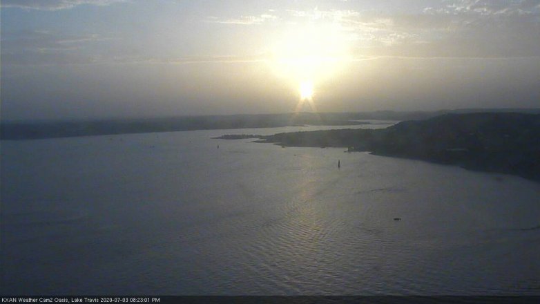 Lake Travis webcam, July 3, 2020 8:25 PM CT