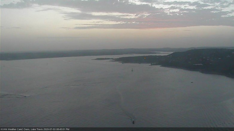 Lake Travis webcam, July 3, 2020 8:45 PM CT