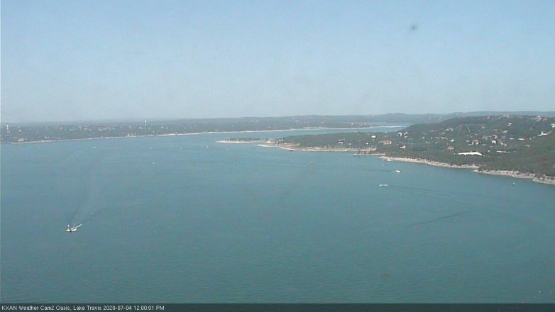 Lake Travis webcam, July 4, 2020 12:00 PM CT