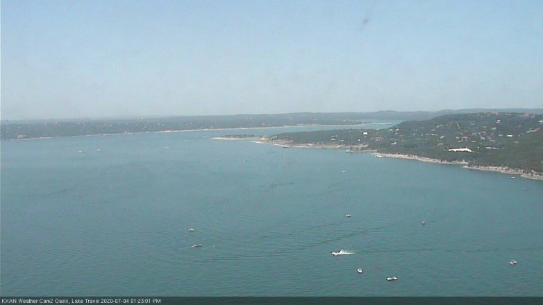 Lake Travis webcam, July 4, 2020 1:25 PM CT