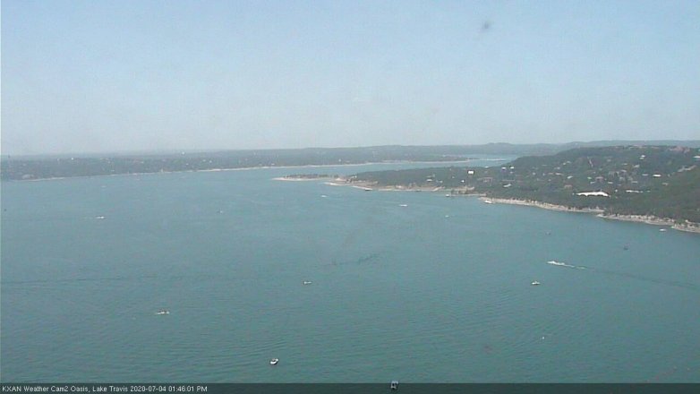 Lake Travis webcam, July 4, 2020 1:45 PM CT