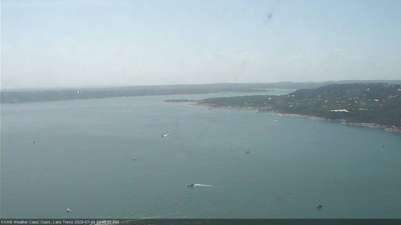 Lake Travis webcam, July 4, 2020 3:45 PM CT