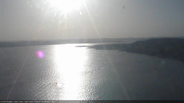 Lake Travis webcam, July 4, 2020 6:45 PM CT