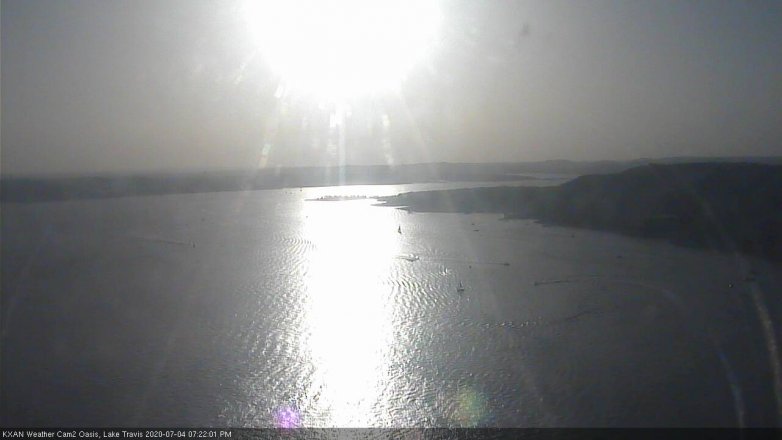 Lake Travis webcam, July 4, 2020 7:25 PM CT