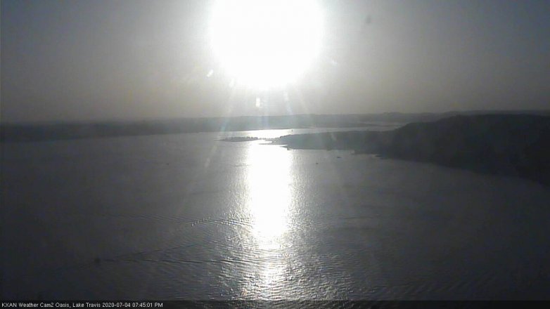 Lake Travis webcam, July 4, 2020 7:45 PM CT