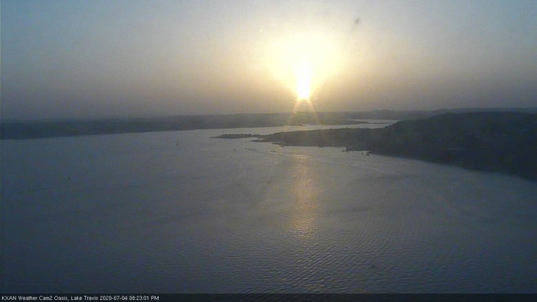Lake Travis webcam, July 4, 2020 8:25 PM CT
