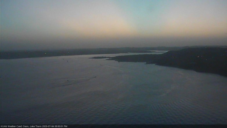 Lake Travis webcam, July 4, 2020 9:00 PM CT