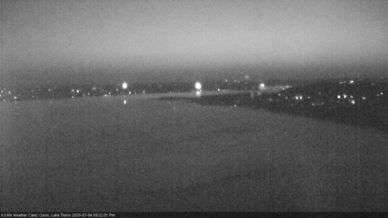 Lake Travis webcam, July 4, 2020 9:25 PM CT