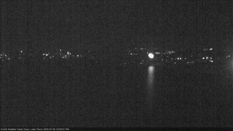 Lake Travis webcam, July 4, 2020 10:00 PM CT
