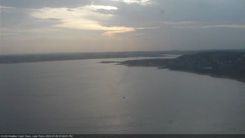 Lake Travis webcam, July 5, 2020 7:45 PM CT