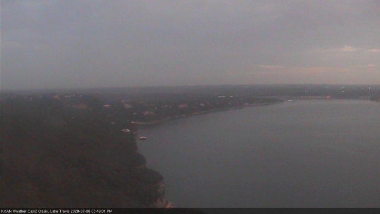 Lake Travis webcam, July 6, 2020 8:45 PM CT