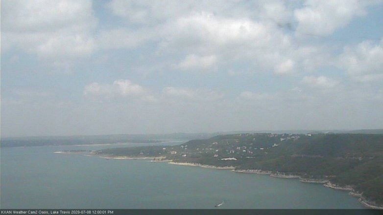 Lake Travis webcam, July 8, 2020 12:00 PM CT