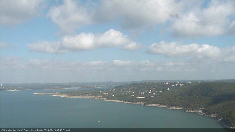 Lake Travis webcam, July 10, 2020 9:45 AM CT
