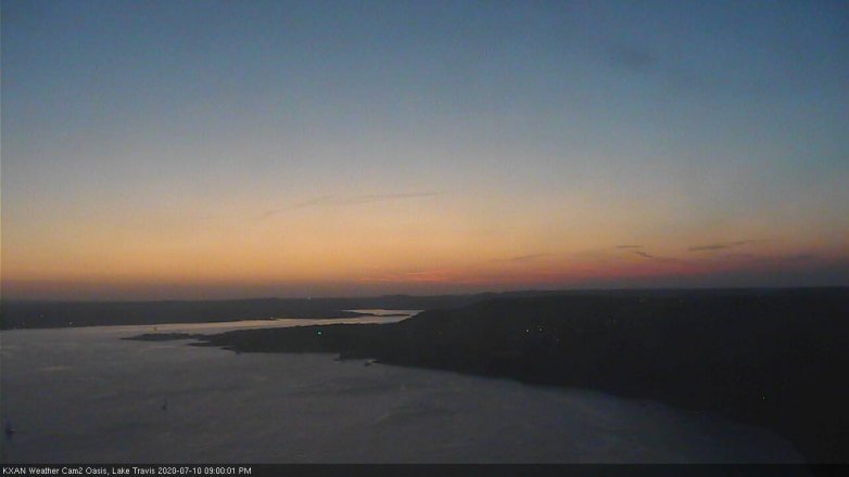Lake Travis webcam, July 10, 2020 9:00 PM CT
