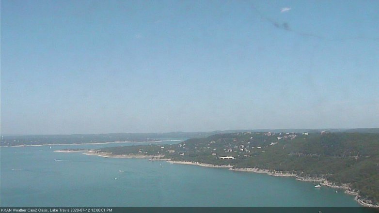 Lake Travis webcam, July 12, 2020 12:00 PM CT