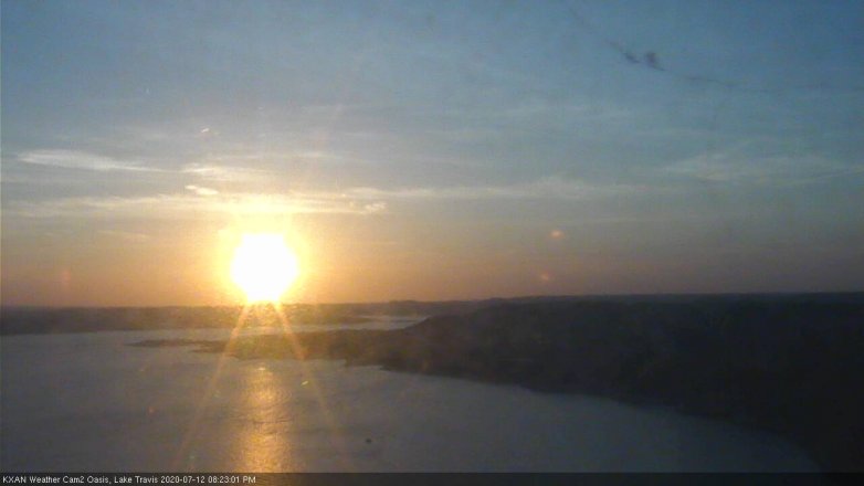 Lake Travis webcam, July 12, 2020 8:25 PM CT