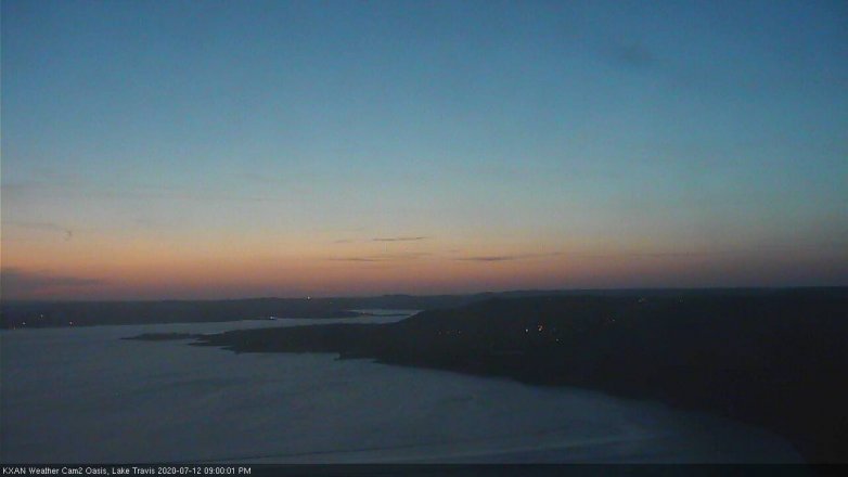 Lake Travis webcam, July 12, 2020 9:00 PM CT