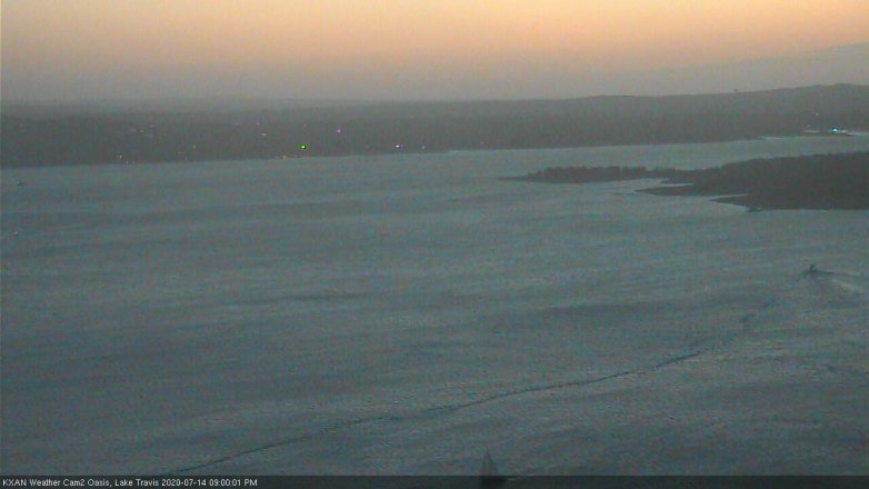Lake Travis webcam, July 14, 2020 9:00 PM CT