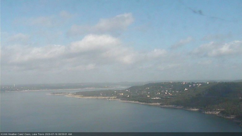 Lake Travis webcam, July 16, 2020 9:00 AM CT