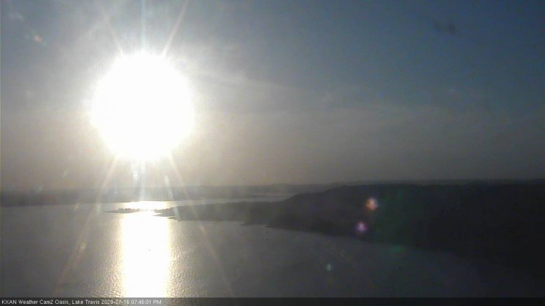 Lake Travis webcam, July 16, 2020 7:45 PM CT